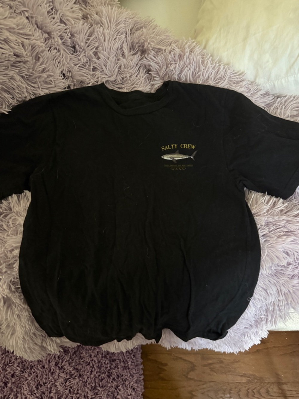 Boys Salty Crew Black Tee with Gold Fish Chest Logo